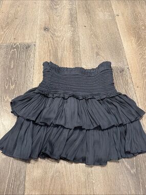 The Reset Black Smocked Tiered Mini Skirt AZ1392